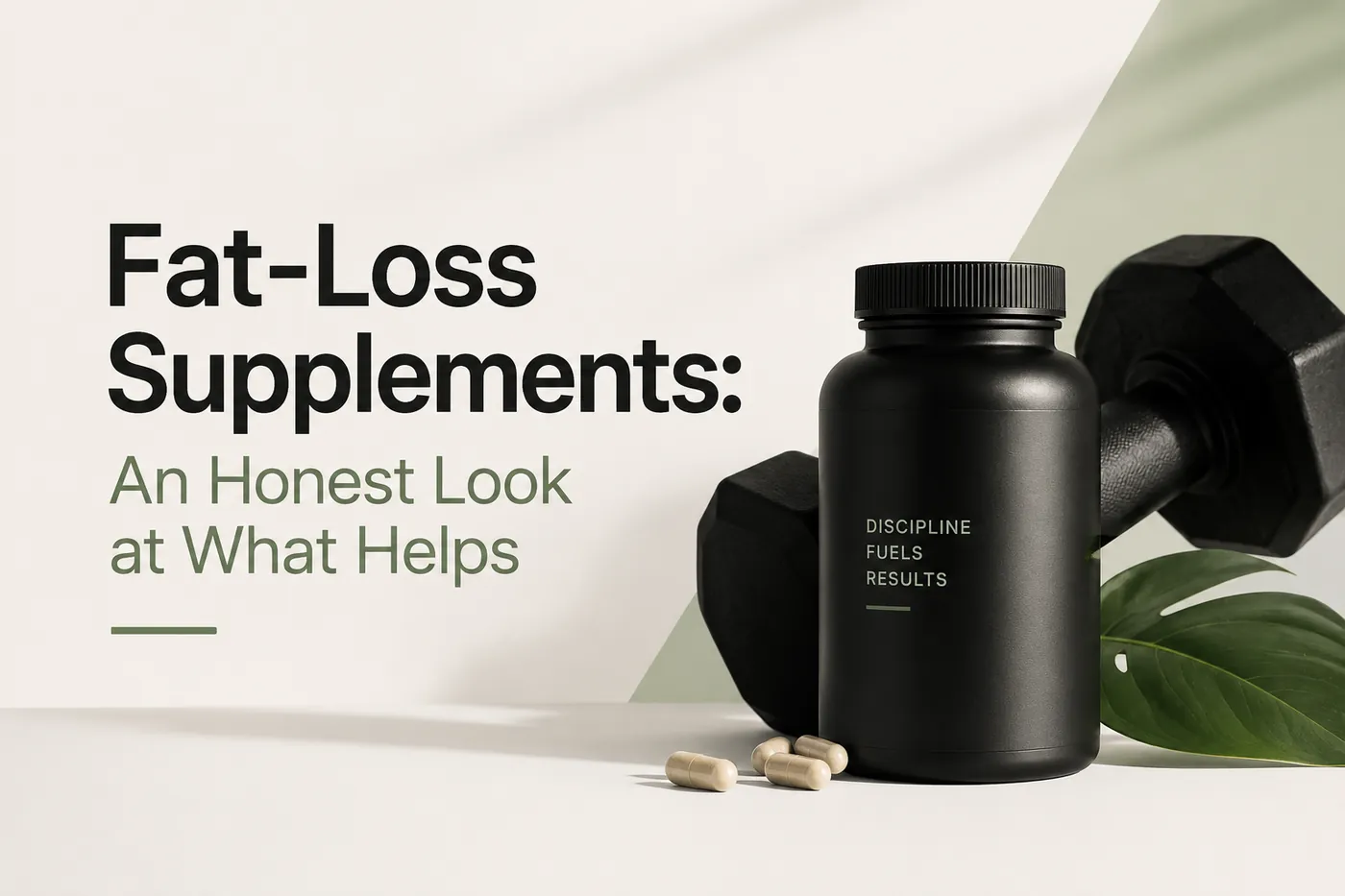 Fat-loss support supplements and measuring tape