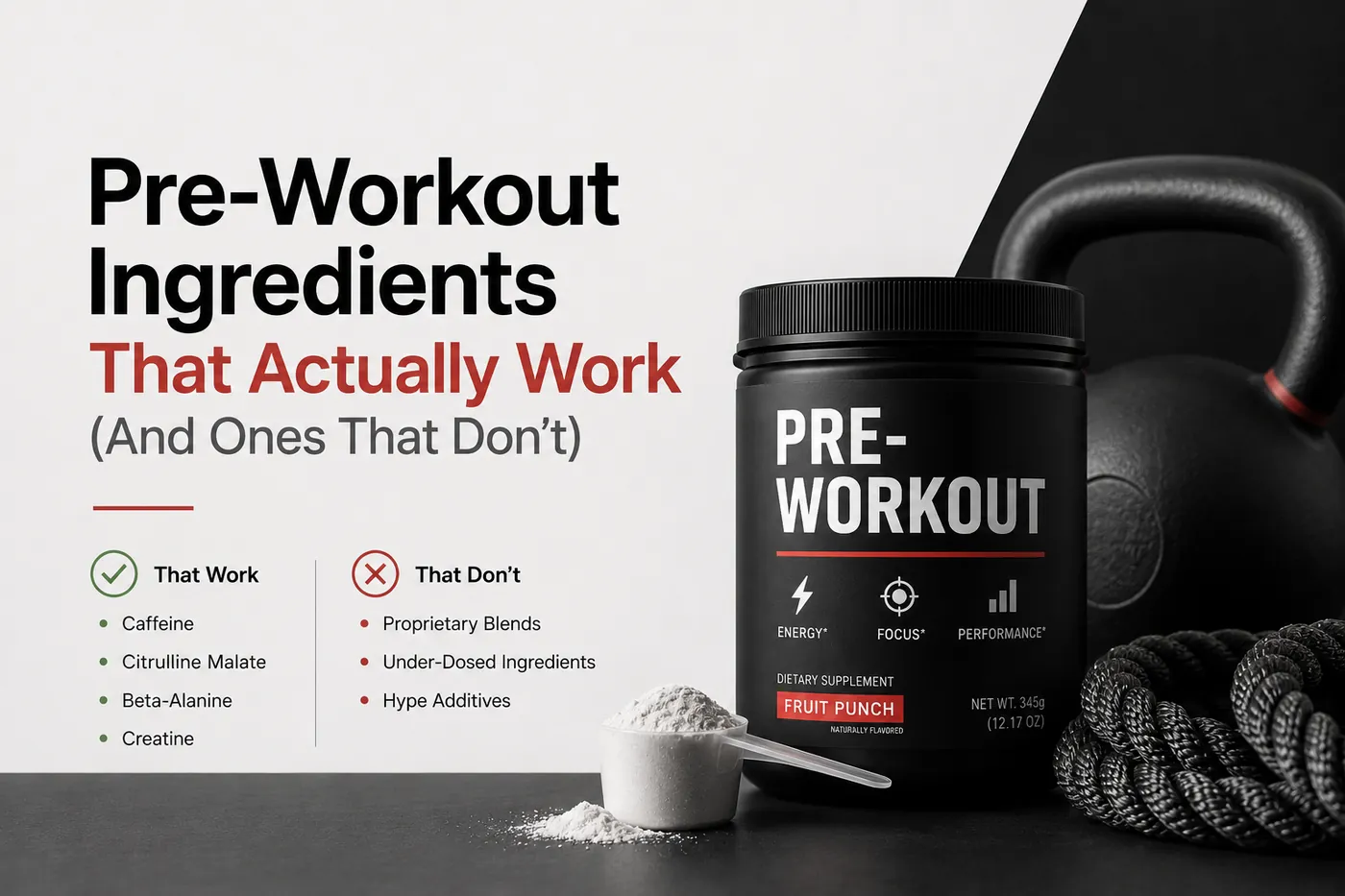 Pre-workout supplement powder ready to mix